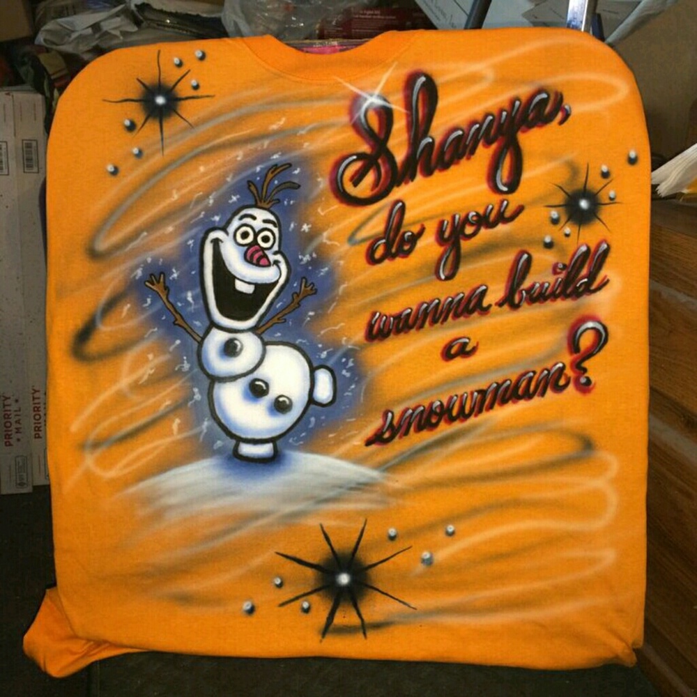 SALE! OLAF SNOWMAN Custom Airbush T-shirt KIDS